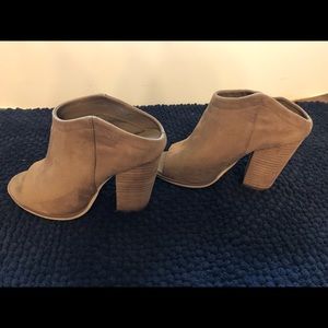 Open toe slip on bootie